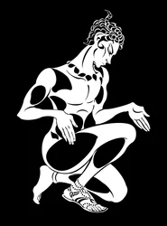 Vaslav Nijinsky come fauno in Il pomeriggio di un fauno di Debussy, ballerino e coreografo russo (1890-1950), ritratto in bianco e nero, 2004